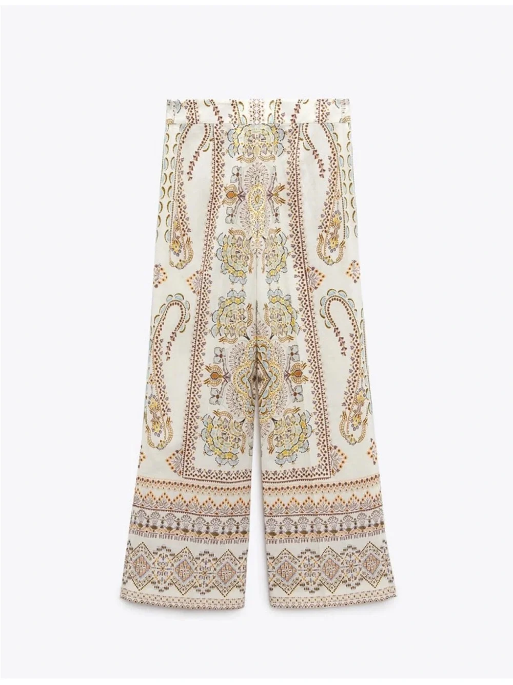 Zara Printed Linen Blend Pants